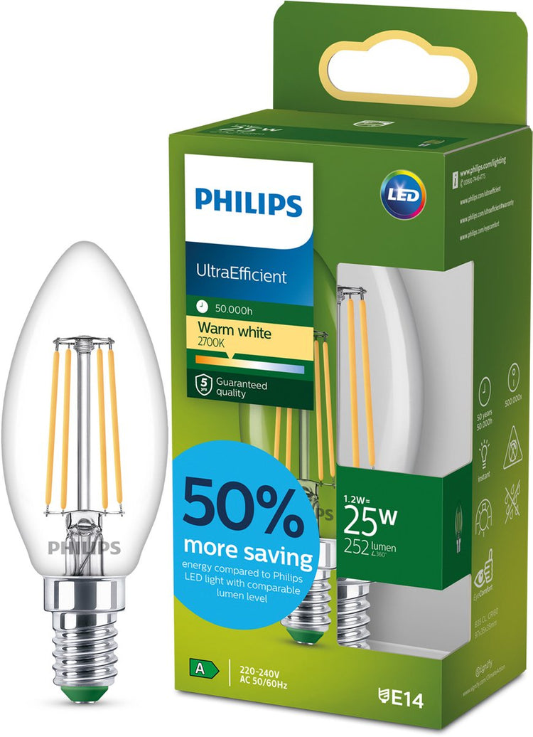 Philips LED Ultraeffiziente LED-Lampe von Philips – 25 W – E27-Fassung – warmweißes Licht: 2700 K – Milchglas – P45-Kugellampe – lange Lebensdauer