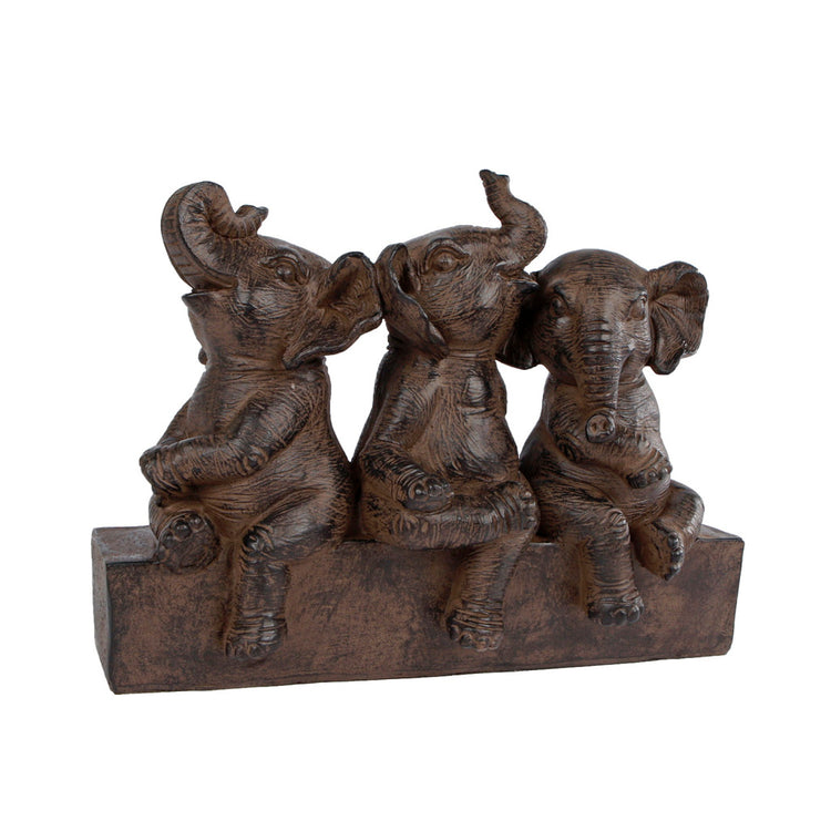 Geschenke Amsterdam Geschenke Amsterdam Skulptur drei Elefanten Bruin Polyst 25x11x18.5