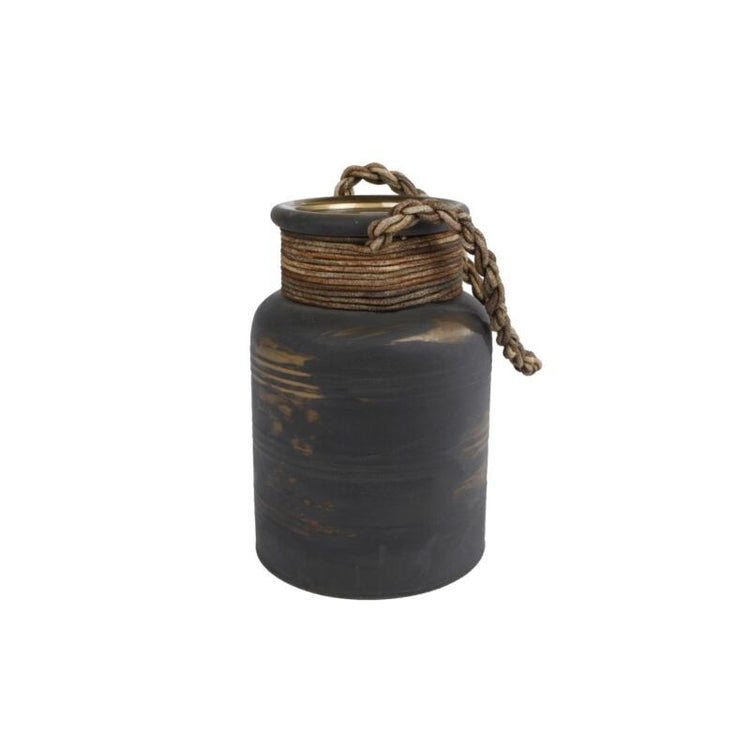 Verschiedenes Vase Ralf W Leathercord L Braunes Glas 14x14x20cm