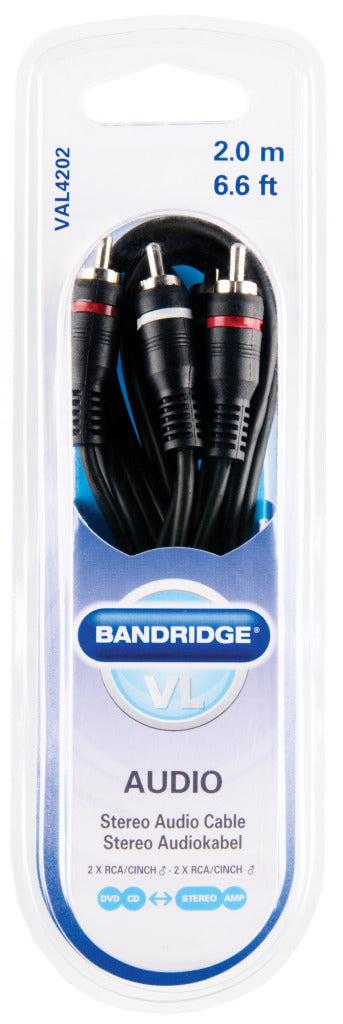 Bandridge Bandridge Val4202 Stereo -Audiokabel 2x RCA Männlich 2x RCA Männlich 2,00 m Schwarz
