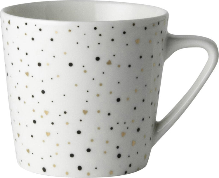 Niederländische Rose Dutch Rose Loft Schwarz -Weiß -Kaffeetasse Weiß mit Glitzer 20cl