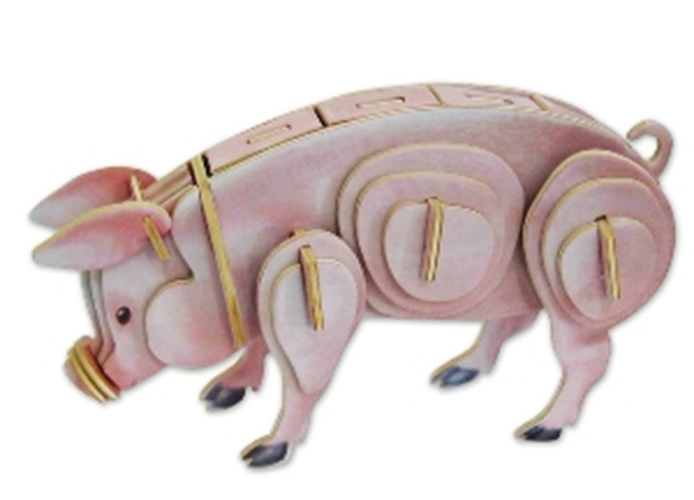 Holzbausatz: 3D-Schwein, 24 cm