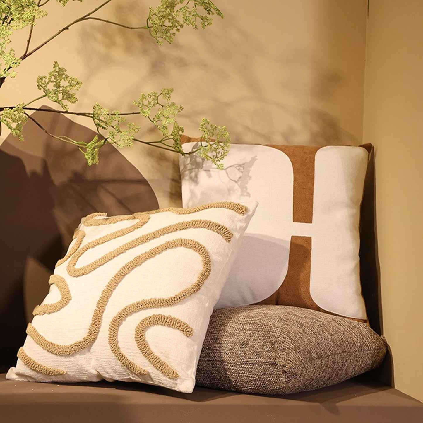 Countryfield Kissen Jos weiß braun 45cm