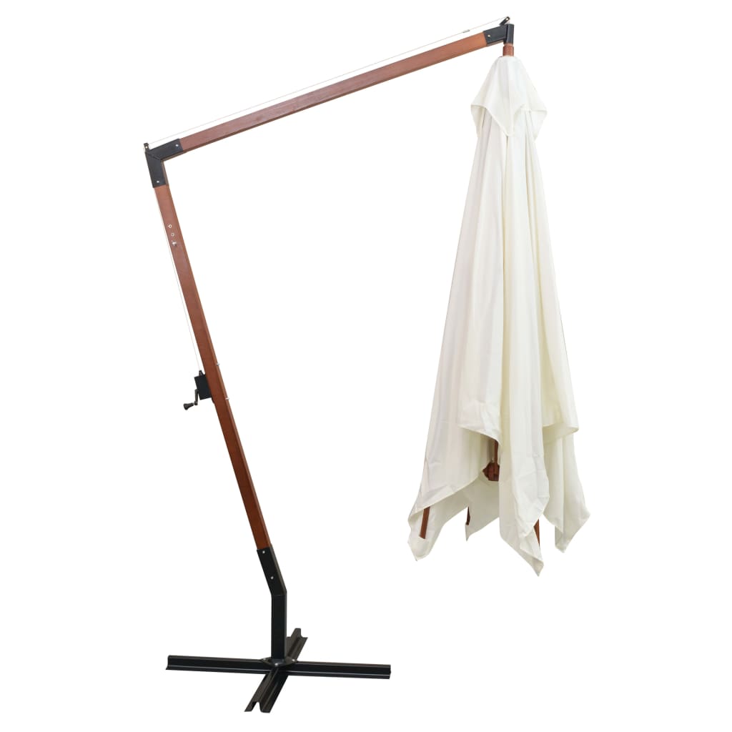 Vidaxl schwimmend Parasol mit Holzstange 300x300 cm weiß