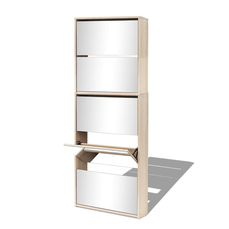 Vidaxl -Schuhschrank mit 5 Spiegeln 63x17x169.5 cm Eiche