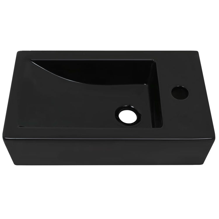 VIDAXL WASHBAIN mit Rechteck -Loch rechteckig 46x25,5x12 cm Keramik Schwarz