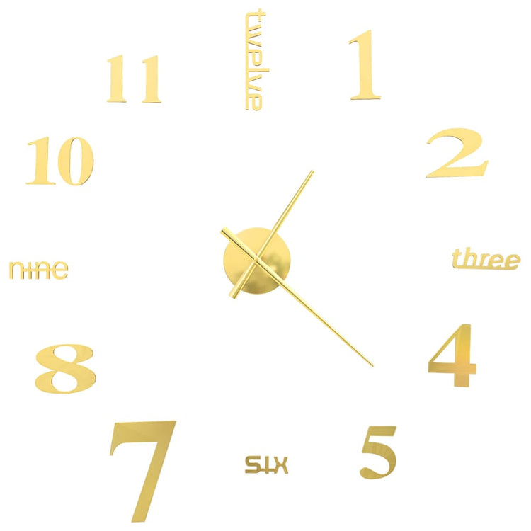 Vidaxl 3D -Wanduhr 100 cm xxl moderne Goldfarbe