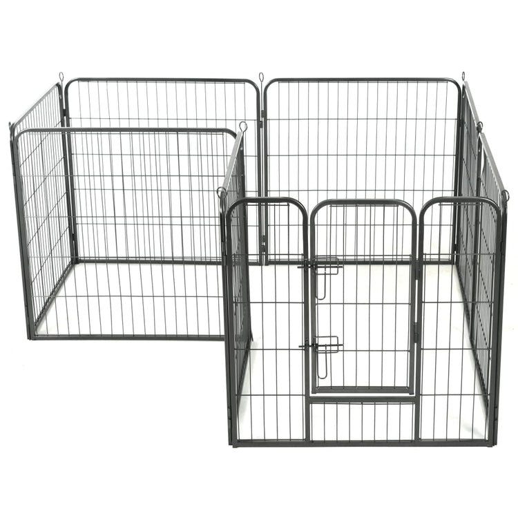 Vidaxl Hundelauf mit 8 Panels 80 x 80 cm Stahlschwarz