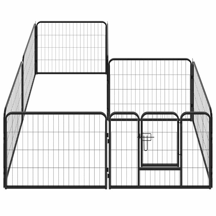 Vidaxl Hundelauf mit 8 Panels 80x60 cm Stahl schwarz