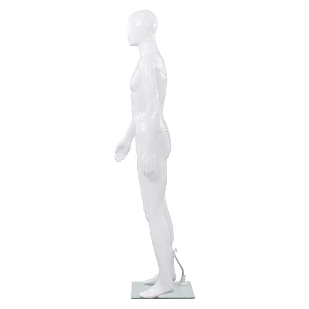 Vidaxl Estalage Puppe Männlich mit Glasfuß 175 cm glänzend Weiß