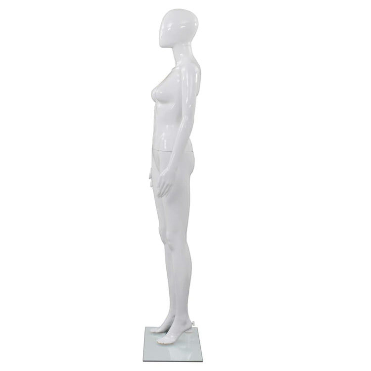Vidaxl Estalage Puppe weiblich mit Glasfuß 175 cm glänzend Weiß