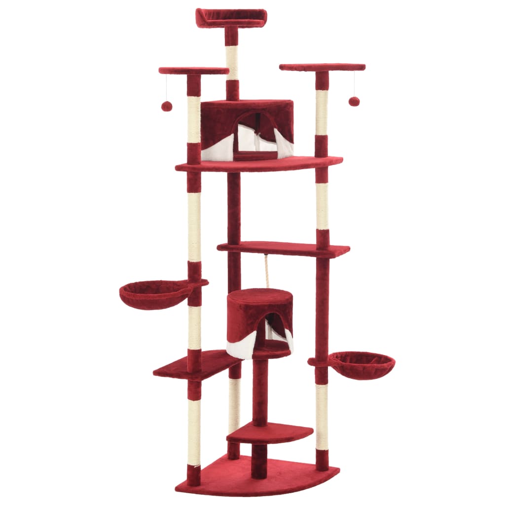 Vidaxl -Katzenkratzerpfosten mit Sisal -Kratzern 203 cm rot und weiß