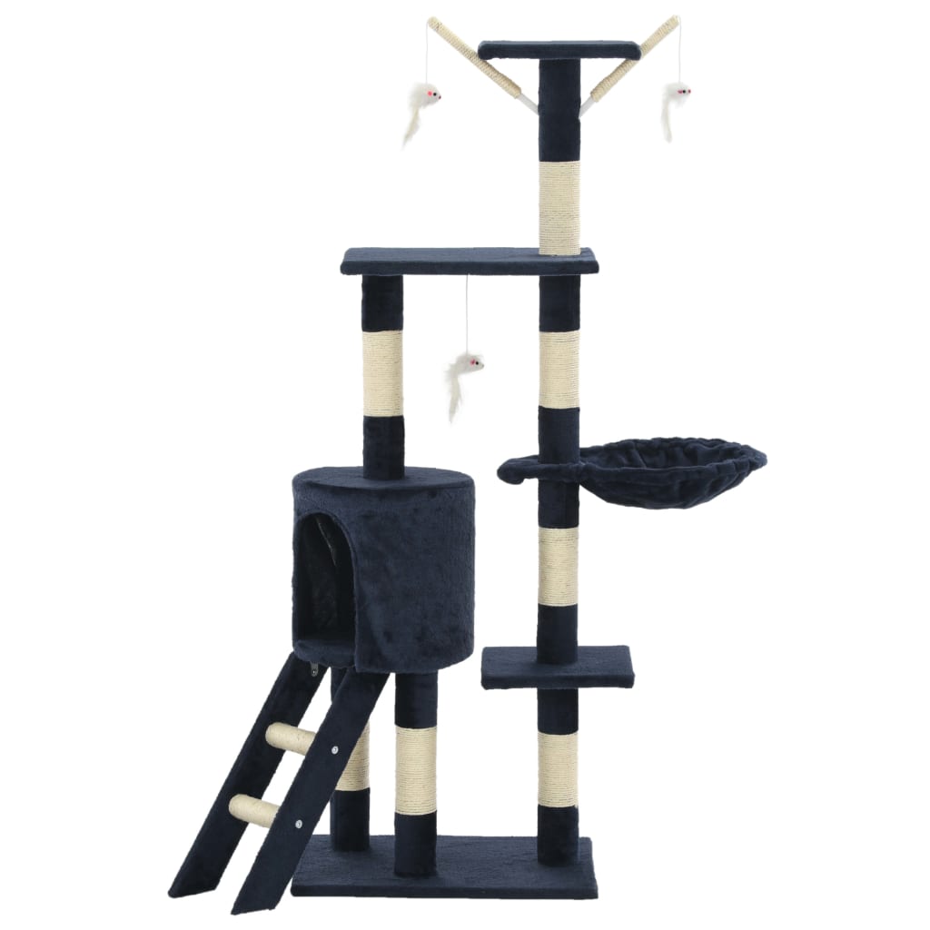 Vidaxl -Katzenkratzerpfosten mit Sisal -Kratzern 138 cm dunkelblau