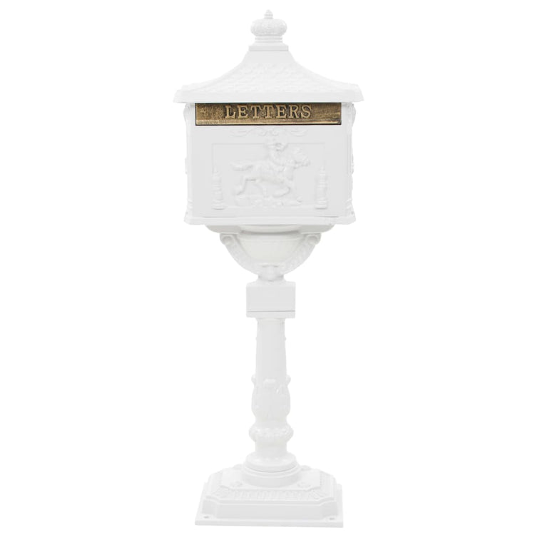 Vidaxl Standing Letterbox Vintage Style Rost -resistantes Aluminium weiß