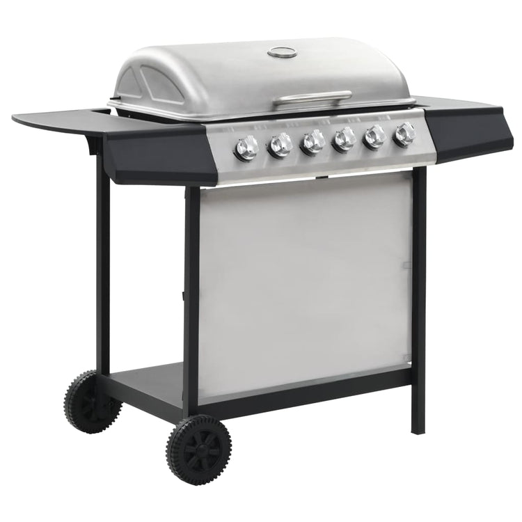 Vidaxl Gasgrill mit 6 Kochzonen Edelstahl Silberfarbe