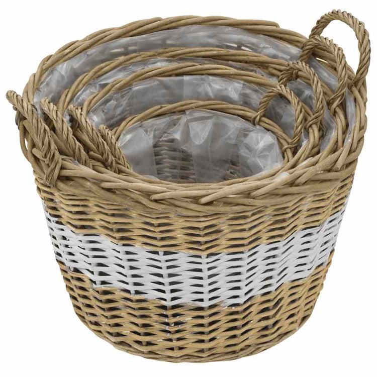 Vidaxl -Pflanzer erhöhten 4 -St. Wicker mit PE -Futter