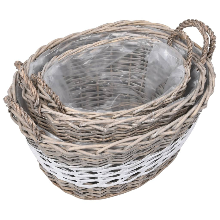 Vidaxl -Pflanzer erhöhten 3 -St. Wicker mit PE -Futter