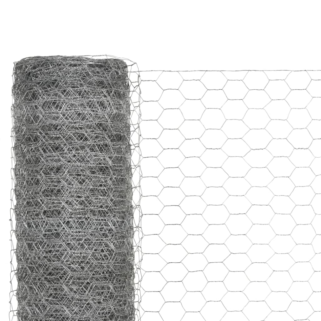 Vidaxl -Hühnerdraht 25x1,5 m verzinkter Stahl silberfarben