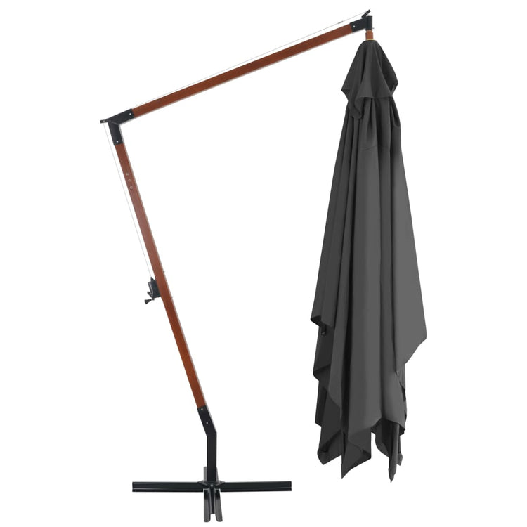 Vidaxl -schwimmendes Parasol mit Holzstange 400 x 300 cm Anthrazit -Gelenkt