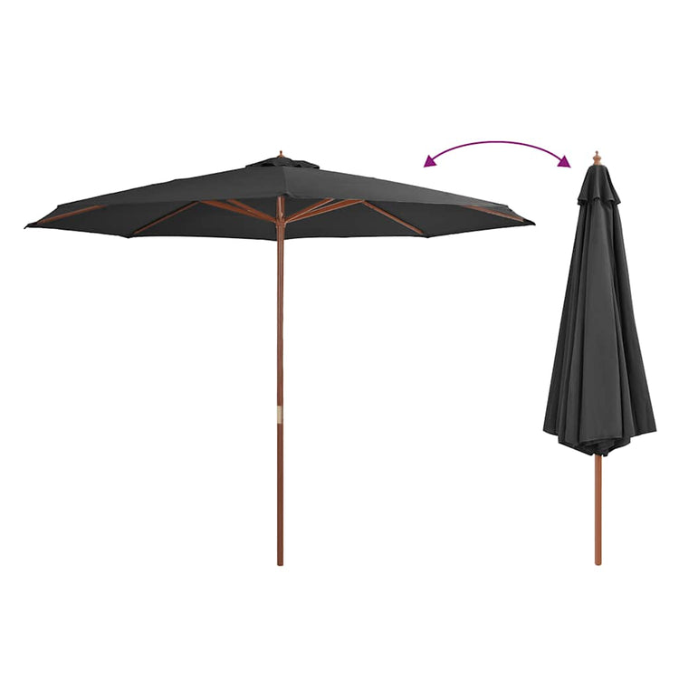 Vidaxl -Parasol mit Holzstange 350 cm Anthrazit
