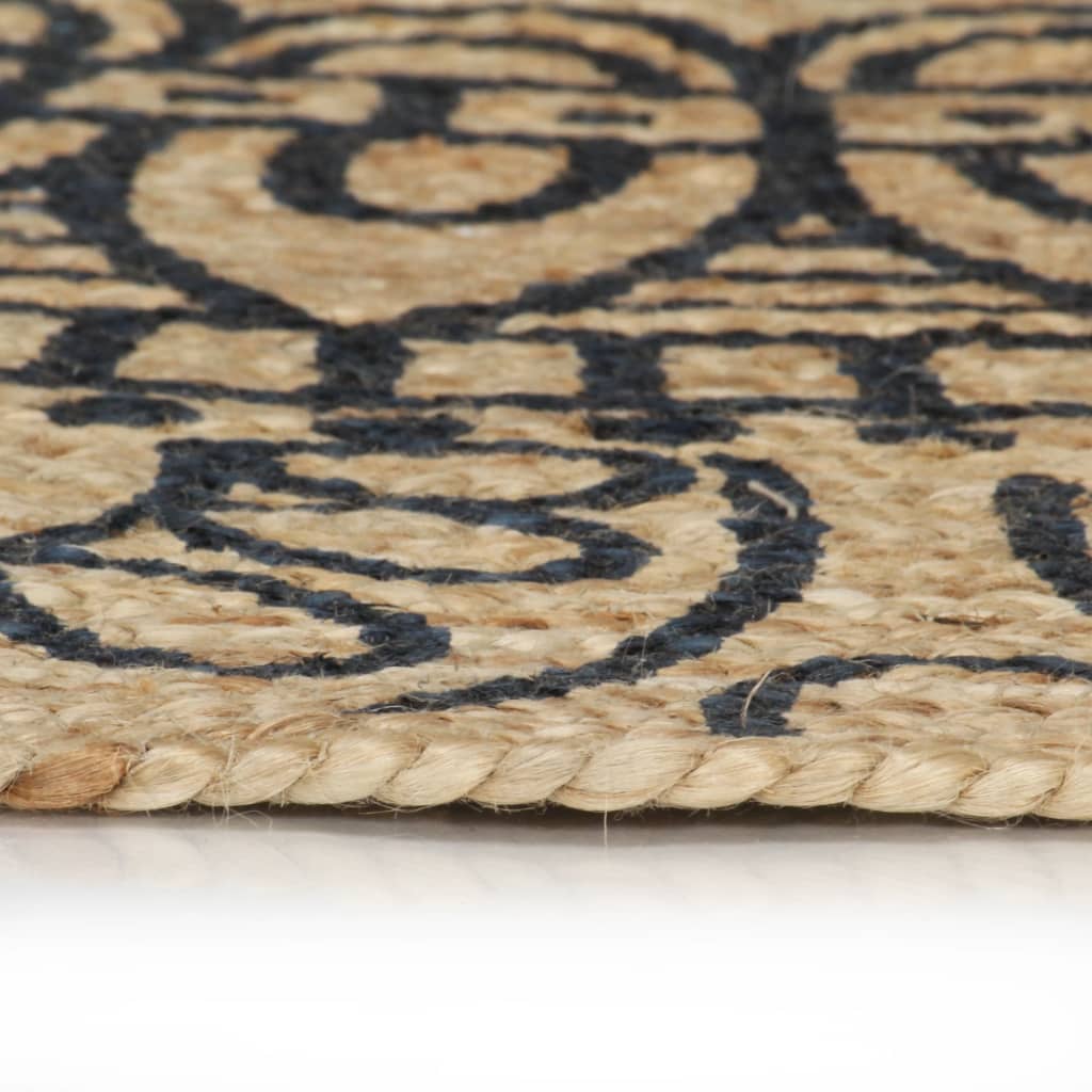 Vidaxl Teppich handgefertigt mit dunkelblauem Blaupreis 150 cm Jute