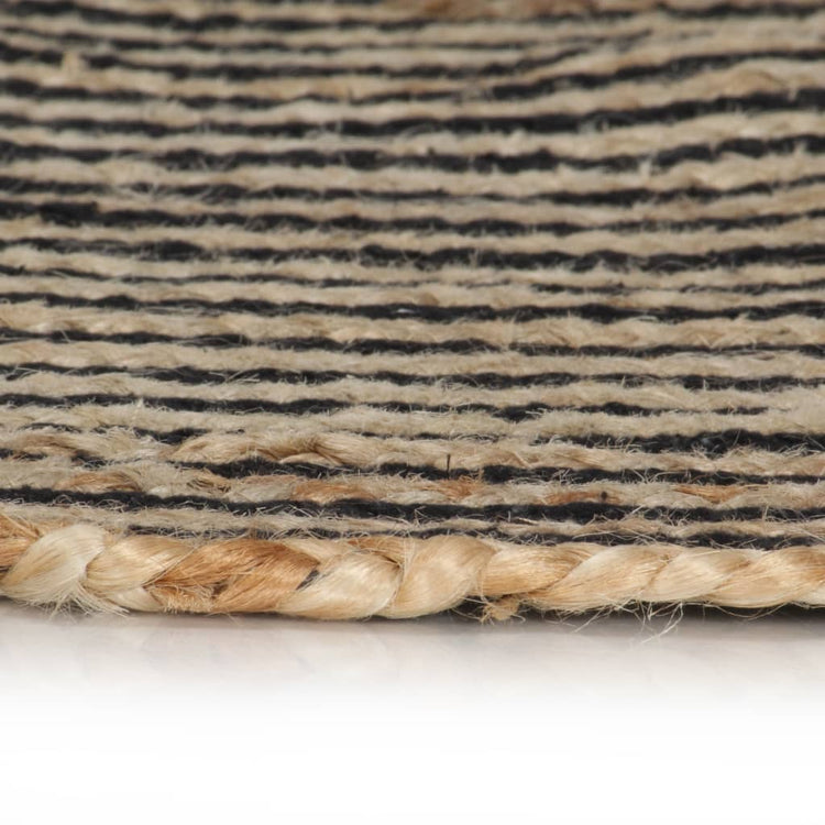 Vidaxl Teppich handgefertigt mit Spiraldesign 120 cm Jute Schwarz