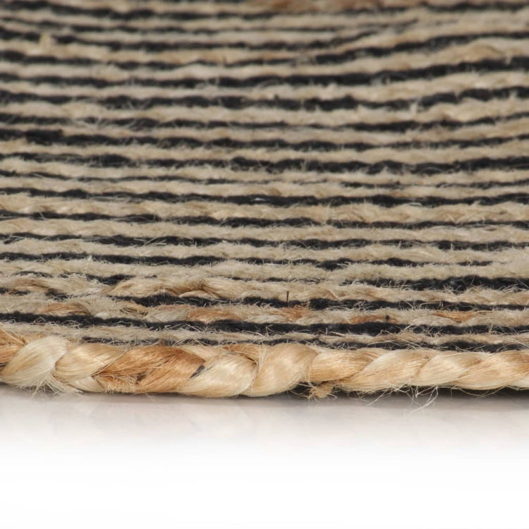 Vidaxl Teppich handgefertigt mit Spiraldesign 150 cm Jute Schwarz