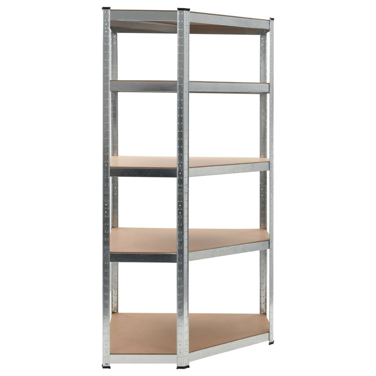 Vidaxl Eckregal 5-layer-Stahl und verarbeitetes Holz Silberfarben