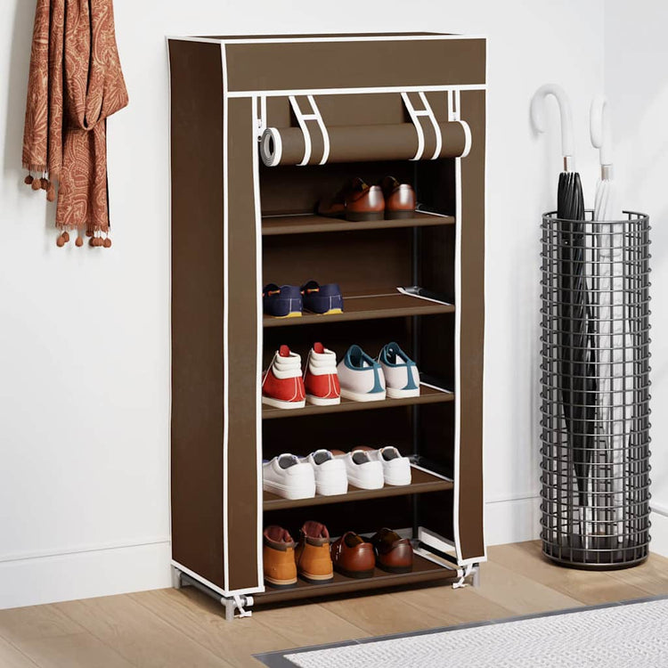 Vidaxl -Stoffschuhe mit Abdeckung 58 x 28 x 106 cm Braun
