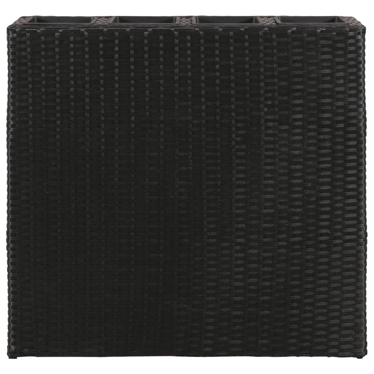 Vidaxl -Pflanzer mit 4 Töpfen Poly Rattan Schwarz angehoben