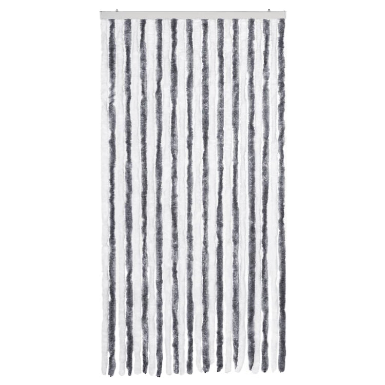Vidaxl Fly Vorhang 100x220 cm Chenille grau und weiß