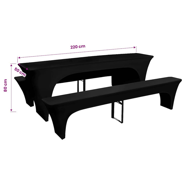 VIDAXL -Abdeckung für Biertisch und Bänke 225 x 50 x 80 cm Stretch Black 3 STs