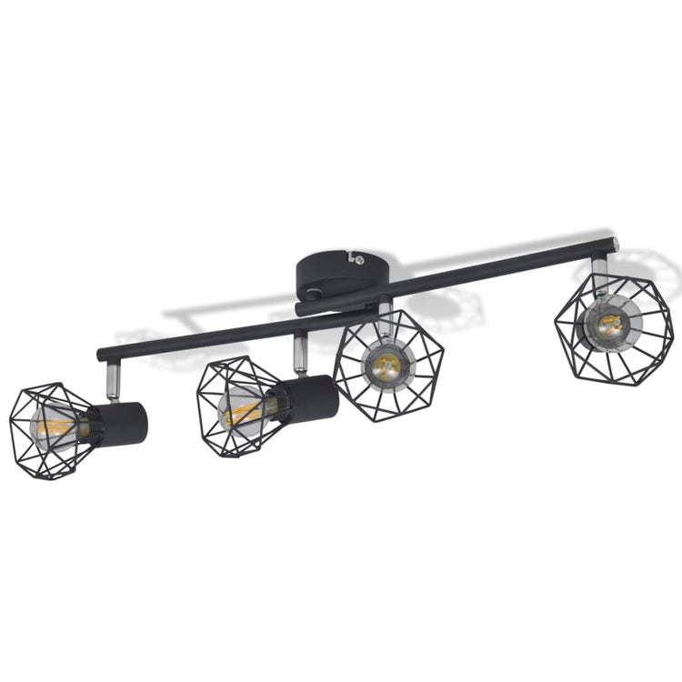 Vidaxl Deckenlampe mit 4 LEDs Industrial Style Schwarz