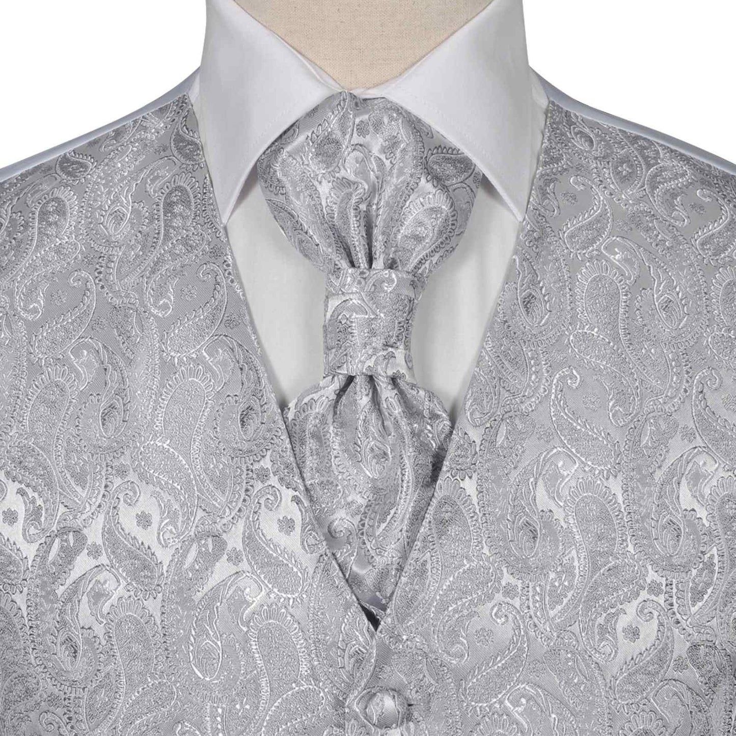 VidaXL Herren-Hochzeitswesten-Set Silber 56 Polyester