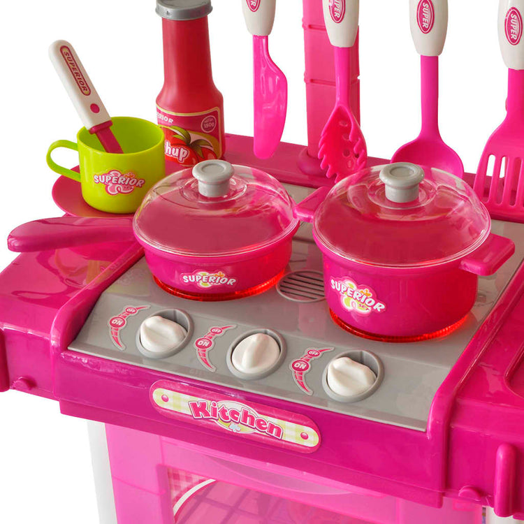 Vidaxl Kinderspielküche mit Lichtern Soundeffekte rosa