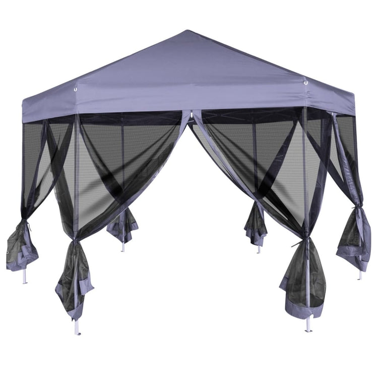 Vidaxl-Partyzelt mit Seitenwänden Pop-up Hexagonal 3,6x3,1 M dunkelblau