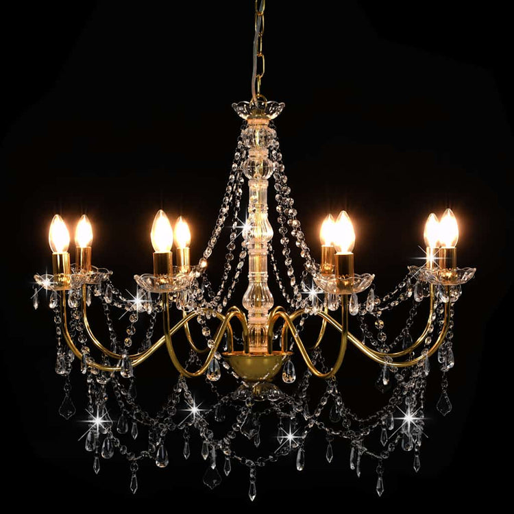 Vidaxl -Kronleuchter mit Perlen 8xe14 Goldfarbe