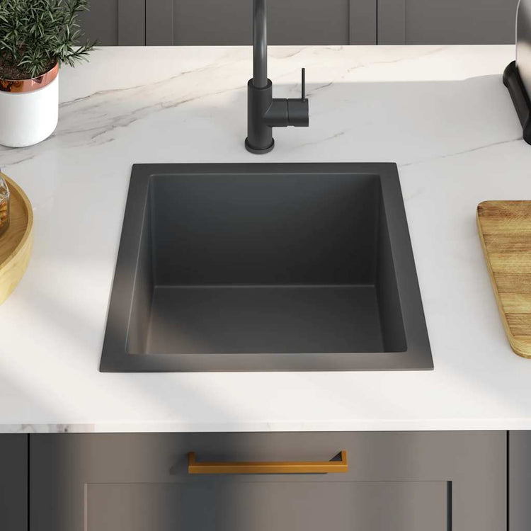Vidaxl Waschbecken handgefertigt Edelstahl Schwarz