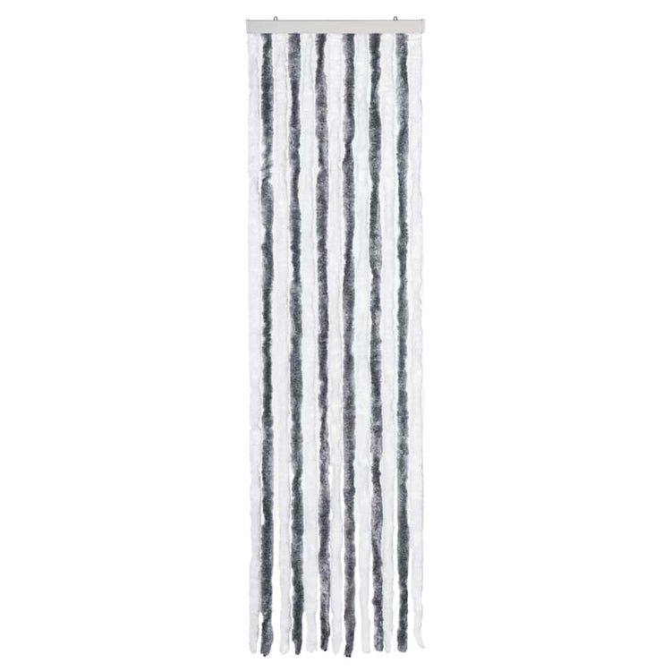 Vidaxl Fly Vorhang 56x185 cm Chenille grau und weiß