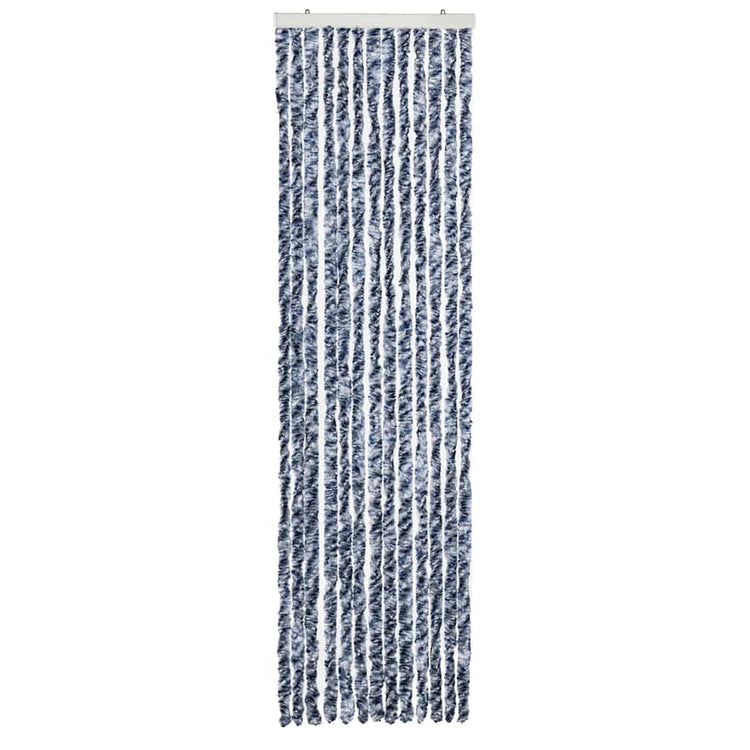 Vidaxl Fly Vorhang 56x185 cm Chenille Blau, Weiß und Silber