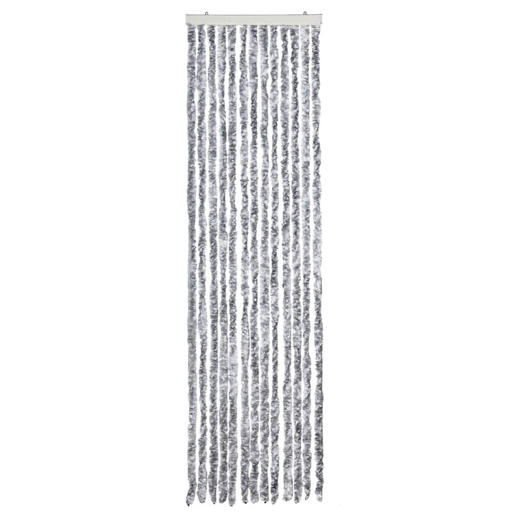 Vidaxl Fly Vorhang 56x185 cm Chenille weiß und grau