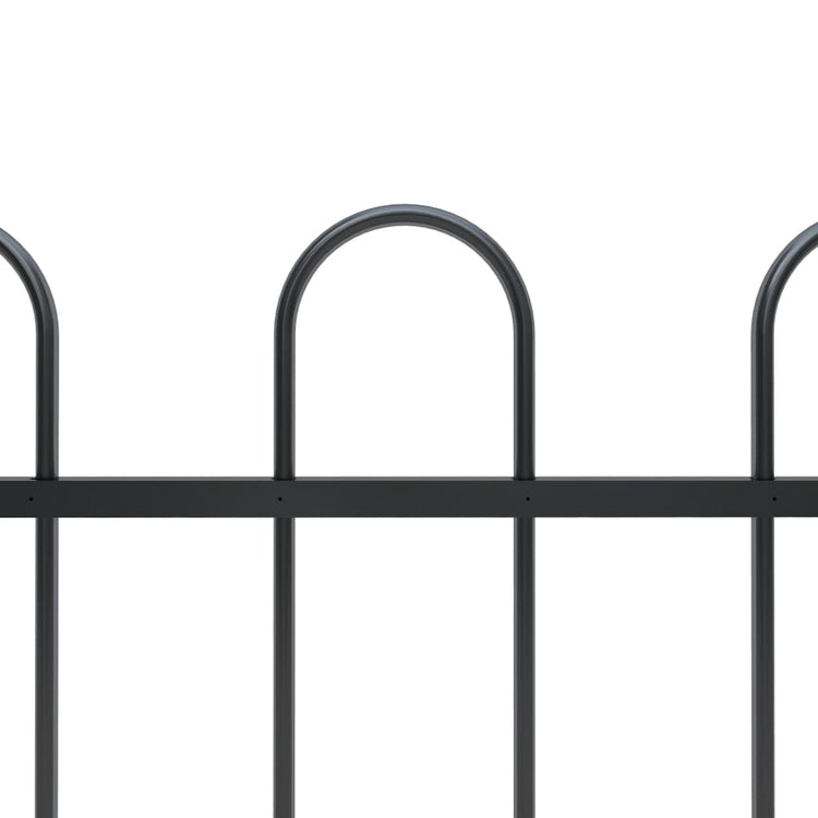Vidaxl Gartenzaun mit runden Top 15,3x1 m Stahlschwarz
