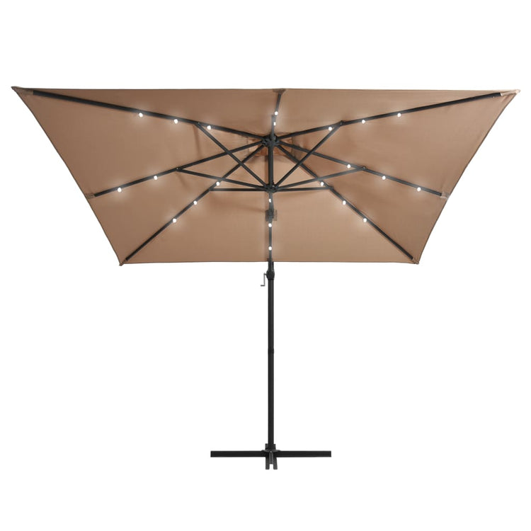 Vidaxl -schwimmendes Parasol mit LED und Stahlpol 250x250 cm Taupe