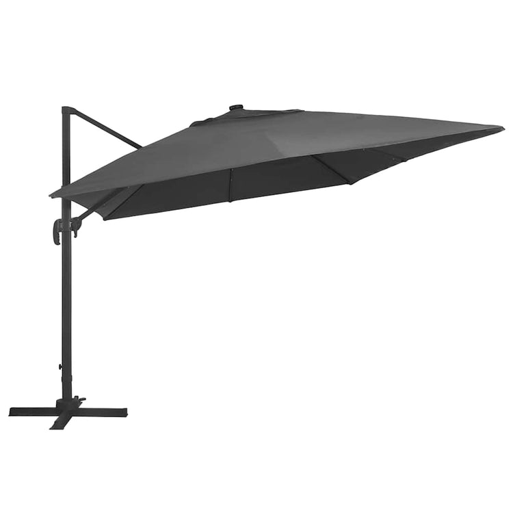 Vidaxl -schwimmendes Parasol mit LED- und Aluminiumpol 400 x 300 cm Anthrazit