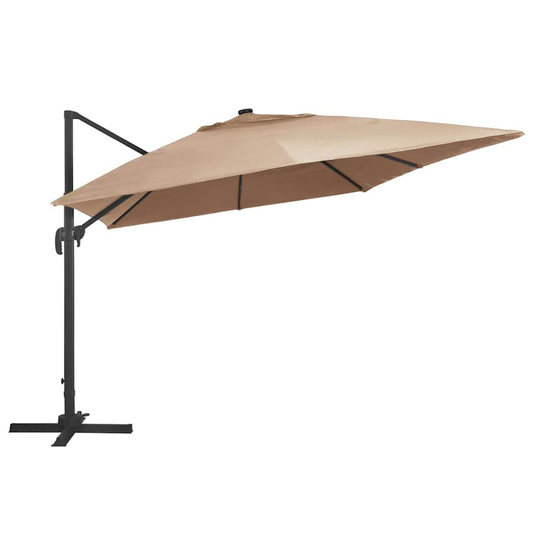 Vidaxl -schwimmendes Parasol mit LED- und Aluminiumpol 400x300 cm Taupe