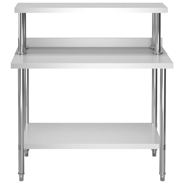 Vidaxx Küchenarbeitstisch mit Ablageplatte 120x60x120 cm aus Edelstahl