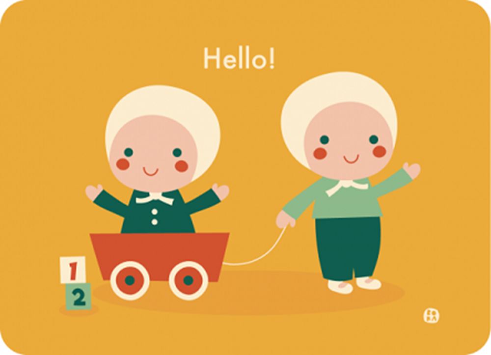 Bora Hallo Baby-Zwillinge-Postkarte. (5 Sek