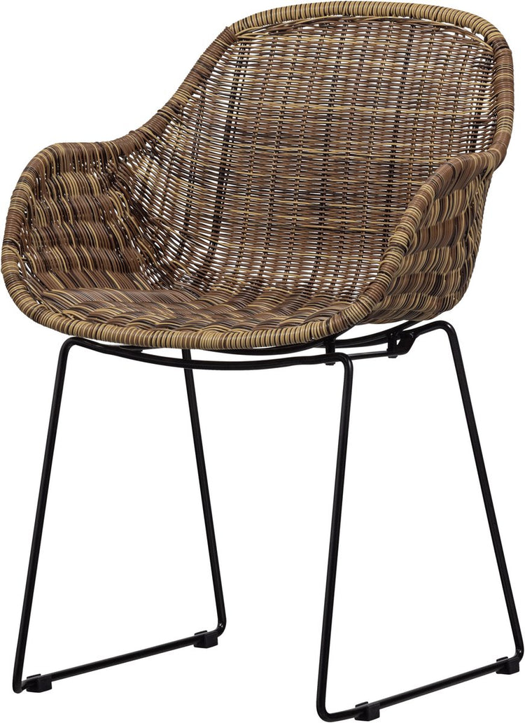 Esszimmerstuhl aus Weidenholz, Gartenstuhl – Polyester – Natur – 83 x 56 x 57 cm