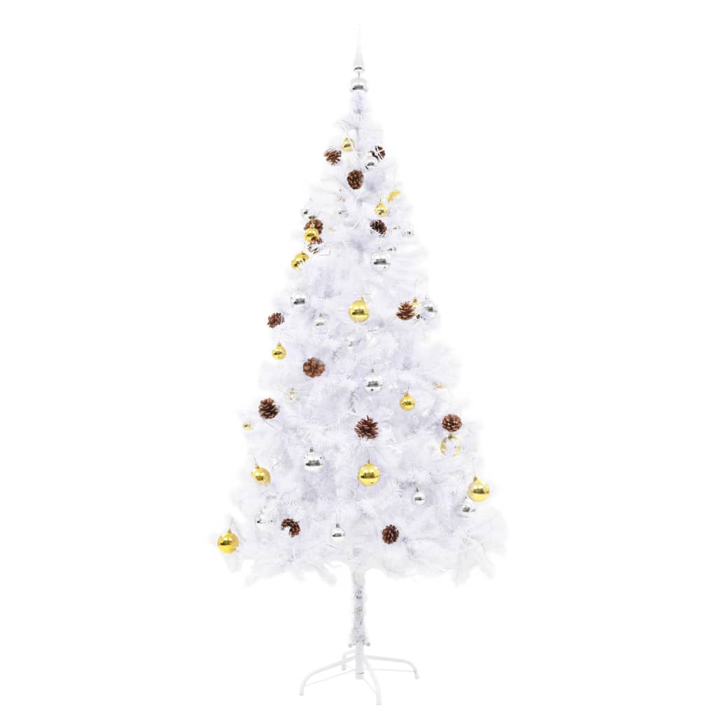 Vidaxl Kunstkerstboom mit Beleuchtung und Weihnachtsbällen 180 cm Weiß