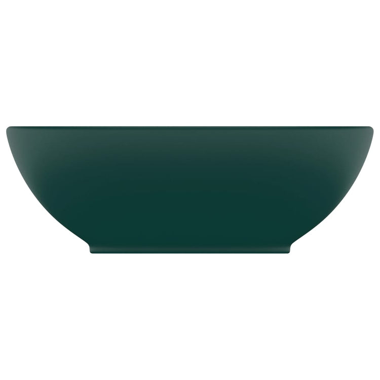 VIDAXL WASHBAIN OVAL 40x33 cm Keramik Matt Dunkelgrün
